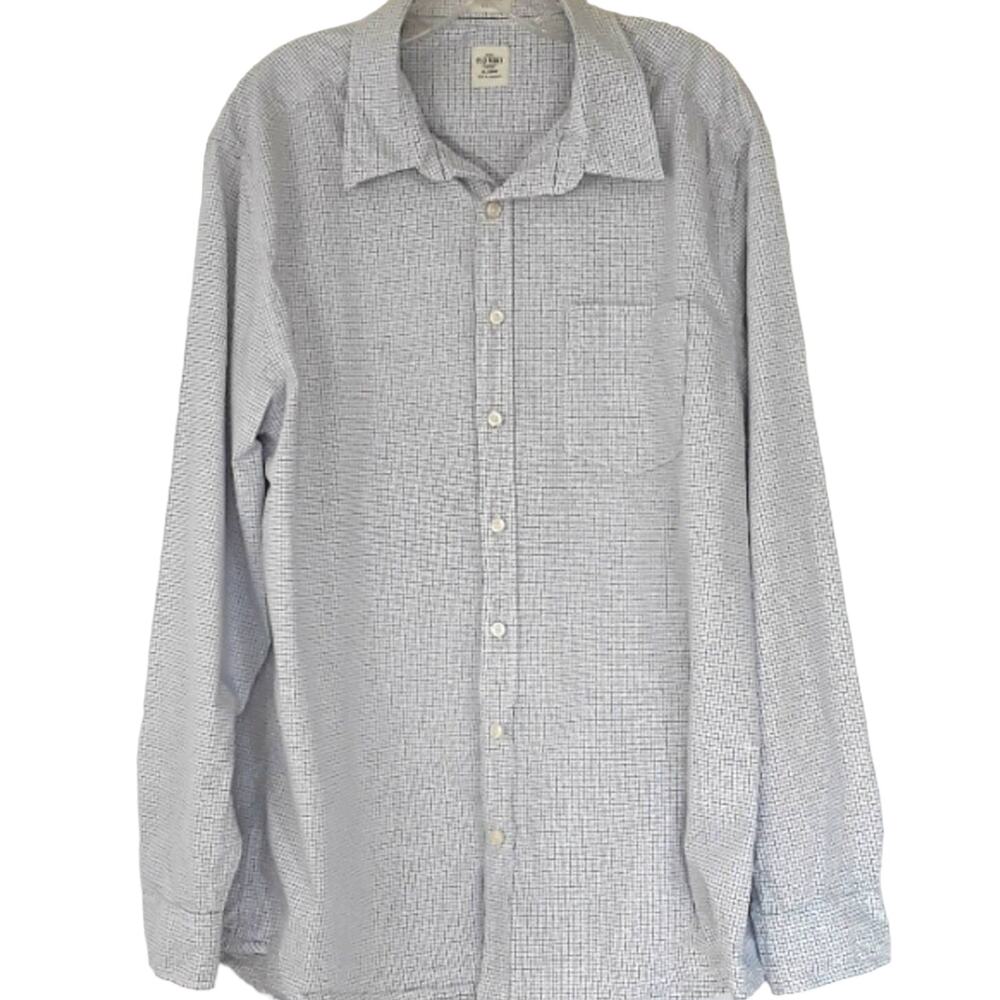 Mens Old Navy Sz XL Fitted Plaid 100% Cotton Long Sleeve Casual Button Up Shirt